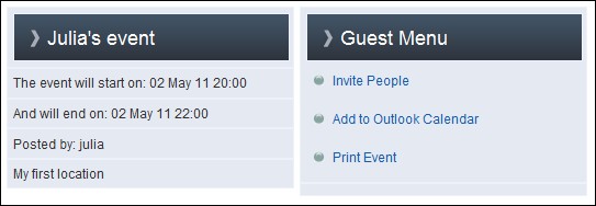 RSEvents! guest and host menu as placeholders in the event theme